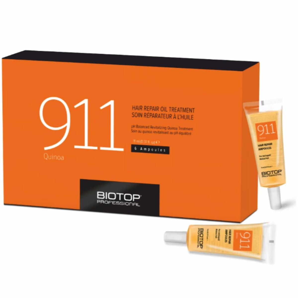 BIOTOP 911 Олія для волосся з протеїнами кіноа в ампулах, 6 x 11 мл
