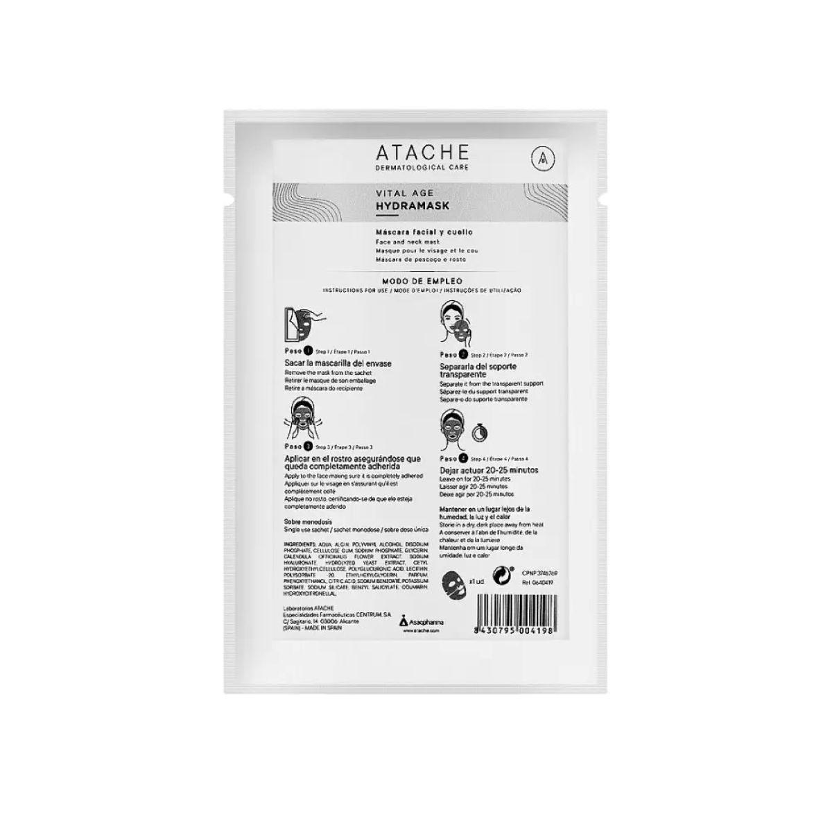ATACHE Retinol Vital Age Hydramask - Гідрогелева маска для обличчя та шиї з антивіковими та живильними властивостями, 1 шт ATACHE Retinol Vital Age Hydramask - Гідрогелева маска для обличчя та шиї з антивіковими та живильними властивостями, 1 шт